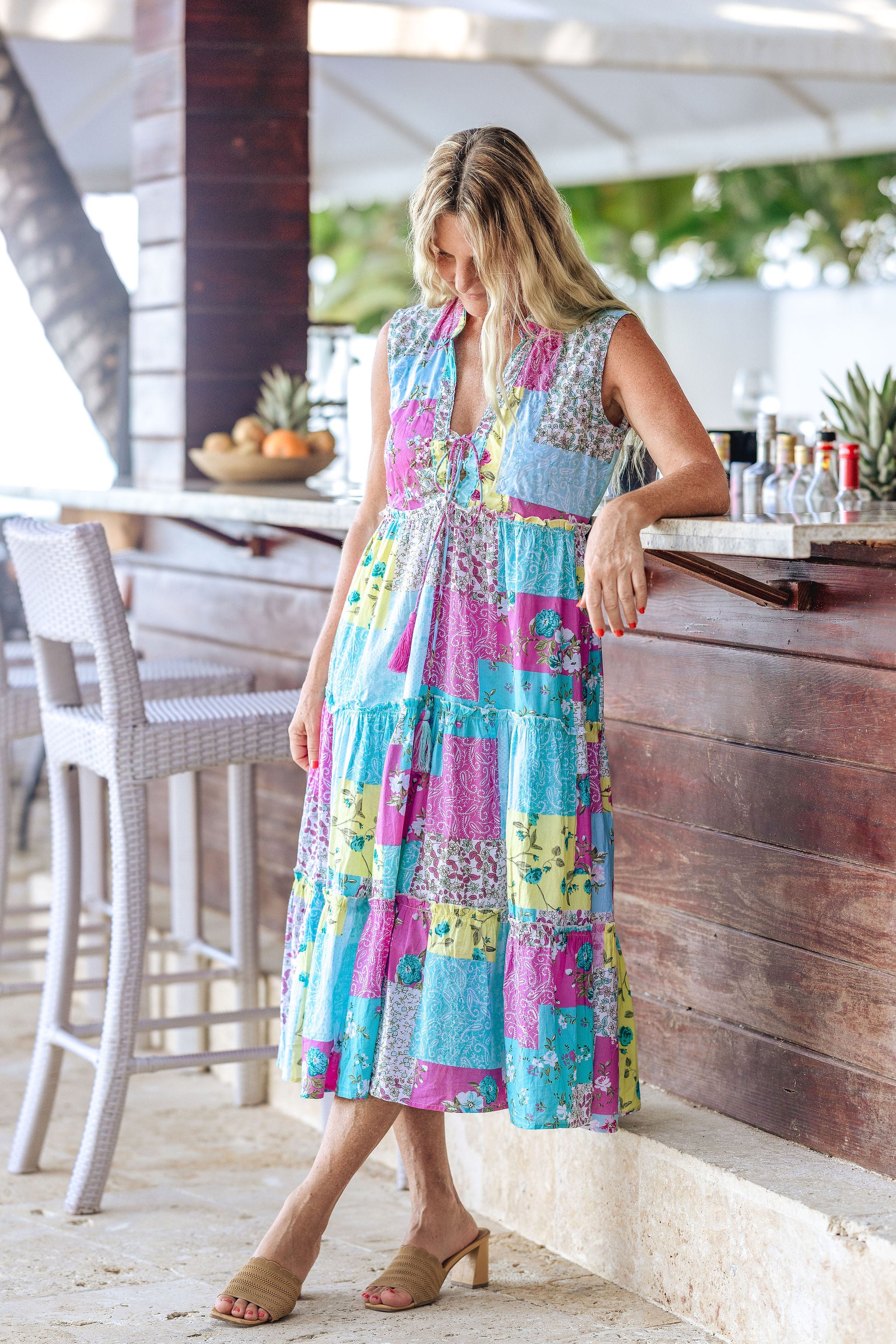 LOLA PATCHWORK COTTON DRESS