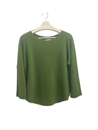 Bala Round Neck Soft Sweater- Moss- Made In Italy