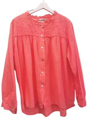 Chelsee Weekender Cotton Button Down Shirt- Coral