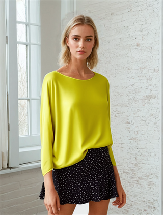 Bala Round Neck Soft Sweater- lemon- Made in Italy