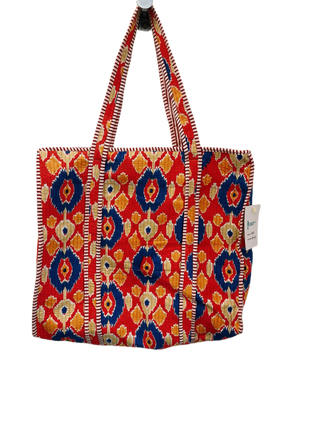 Handmade Cotton Quilted Tote Bag- Orange Motif