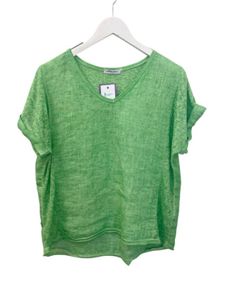 Shaylin Linen Cotton Top-made in italy- Green