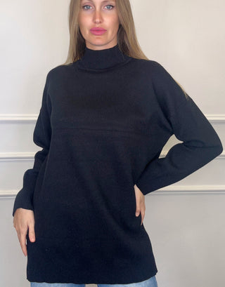 Sienna Black Mock Sweater with side slits