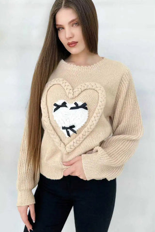 Kiki Heart and Bow Knit Sweater