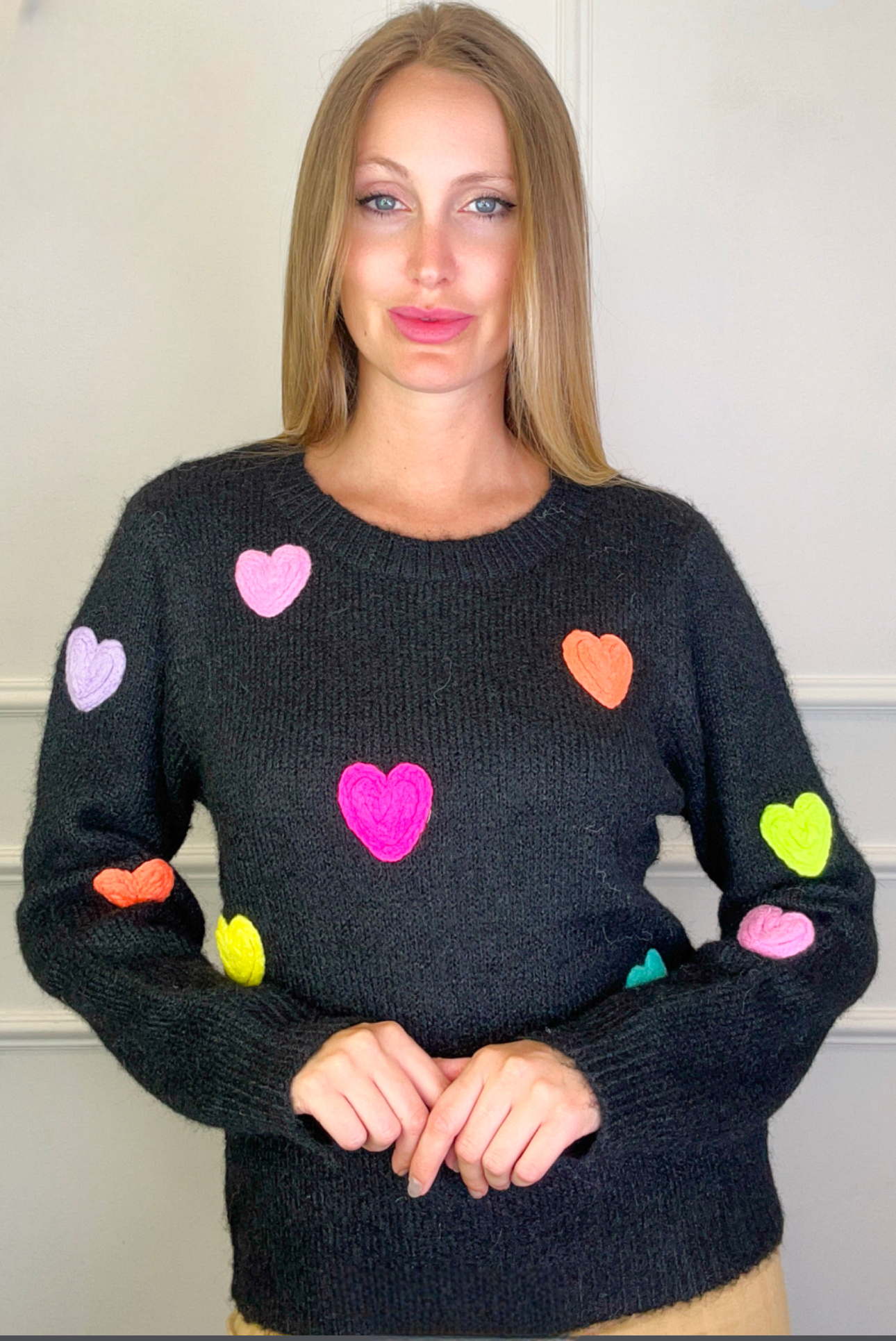 I LOVE HEART EMBOSSED SWEATER