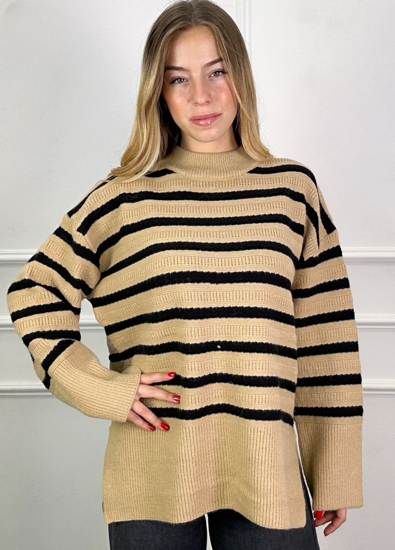 Henna Tan Striped Sweater