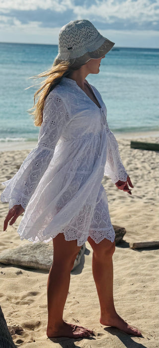 St. Barts Cotton White Eyelet Dress