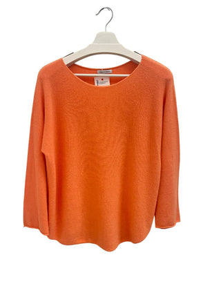 Bala Round Neck Soft Sweater- Orange- Made in Italy