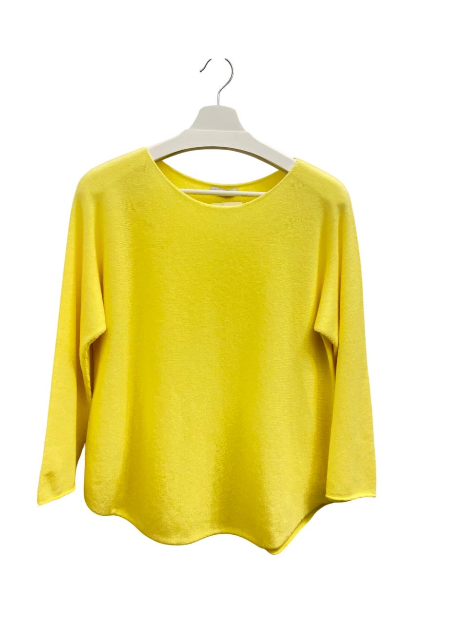 Bala Round Neck Soft Sweater- Sunshine Yellow- Made in Italy