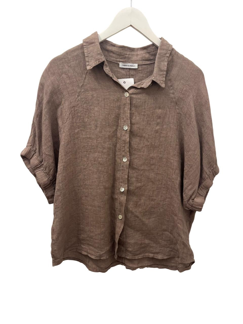 Pippin Button-Down Linen Shirt – Taupe | Made in Italy 🇮🇹