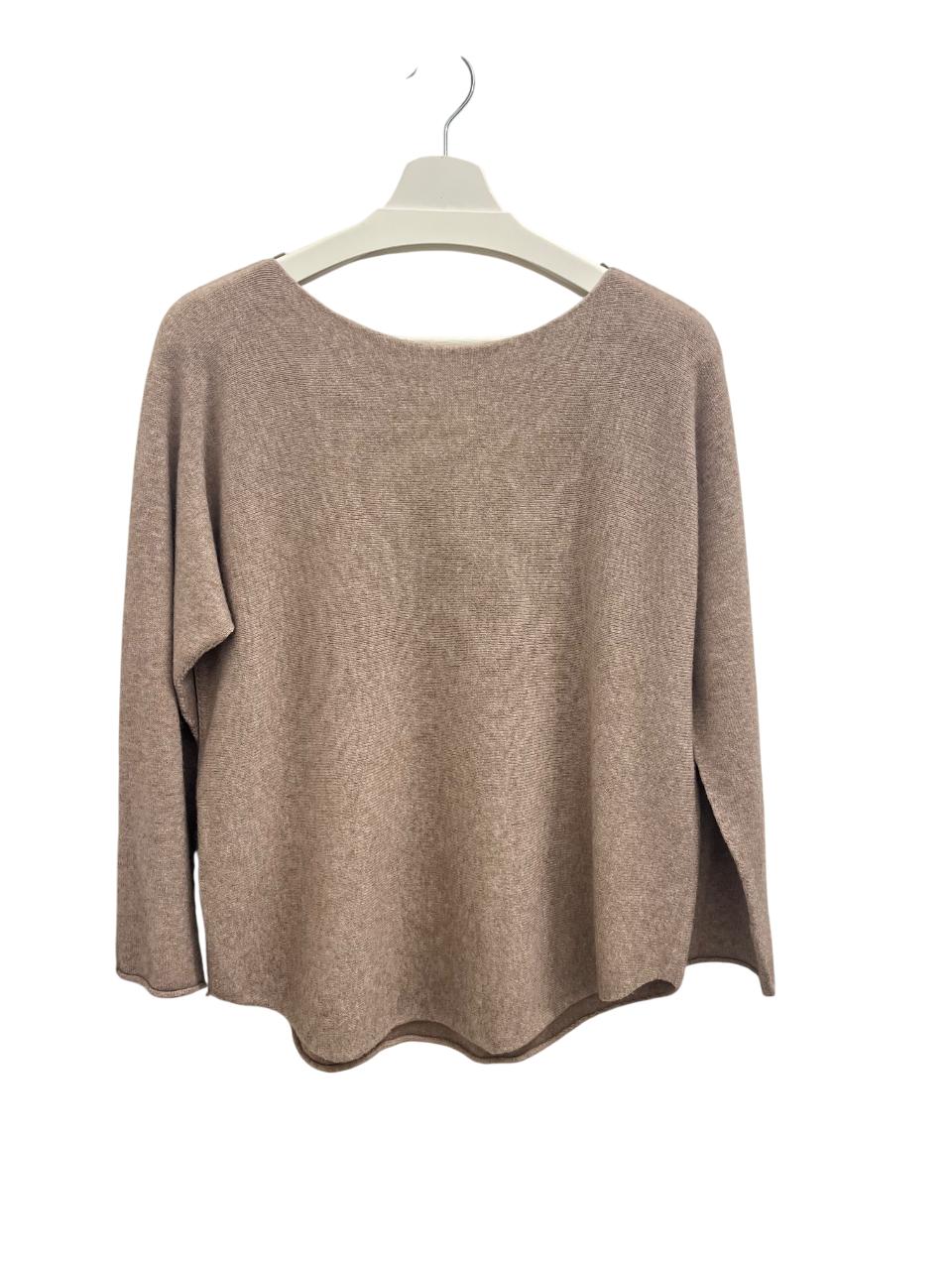 Bala Round Neck Soft Sweater- Tan- Made In Italy