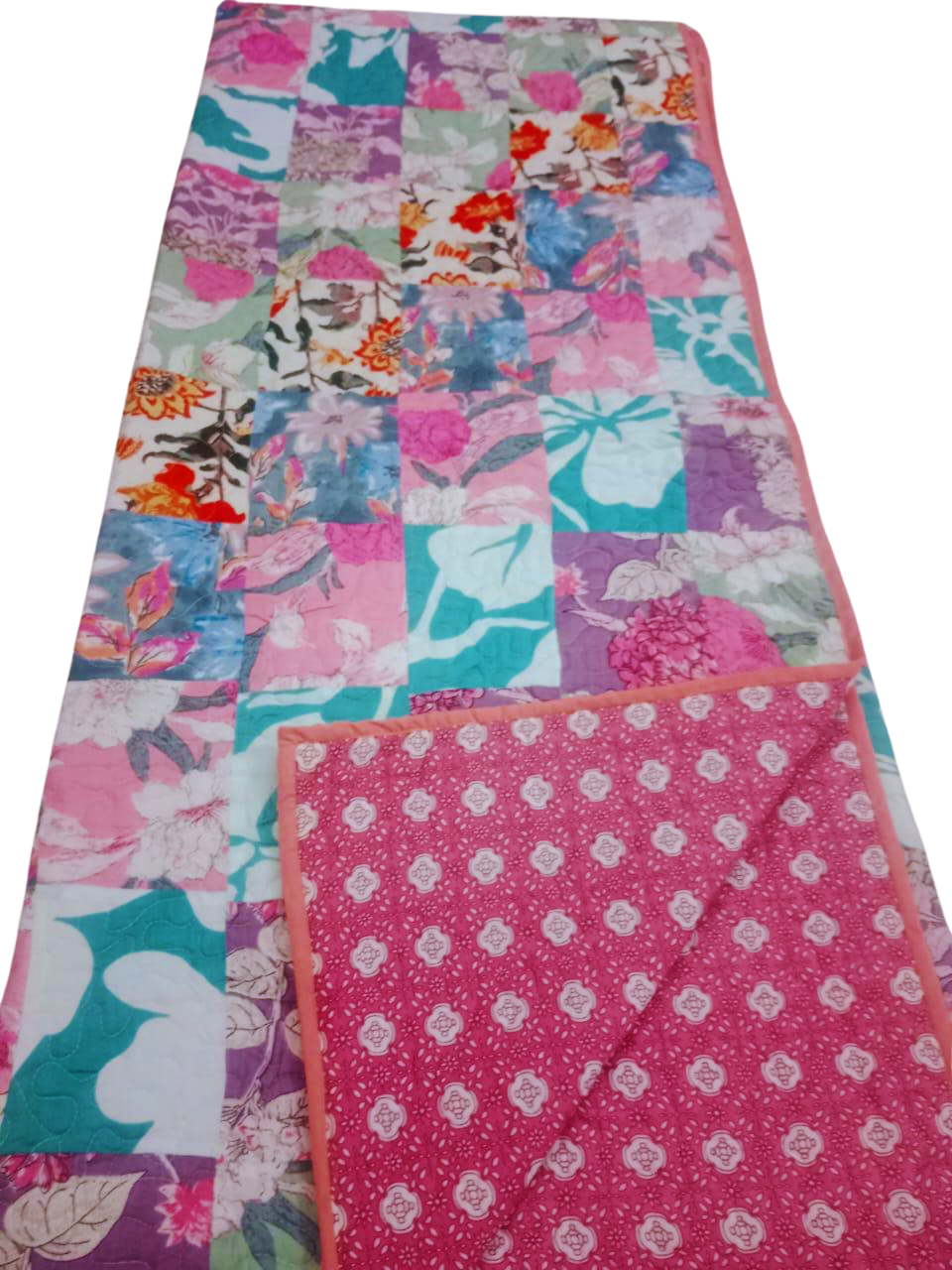 Cotton Handmade Queen Reversible Quilt-2- Queen